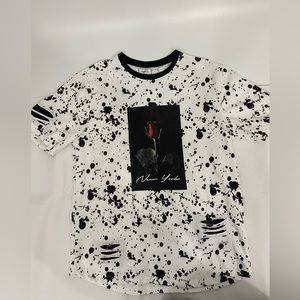 Rue 21 unisex T-Shirt New York white Splattered Design w/ Rose on Front Size XL